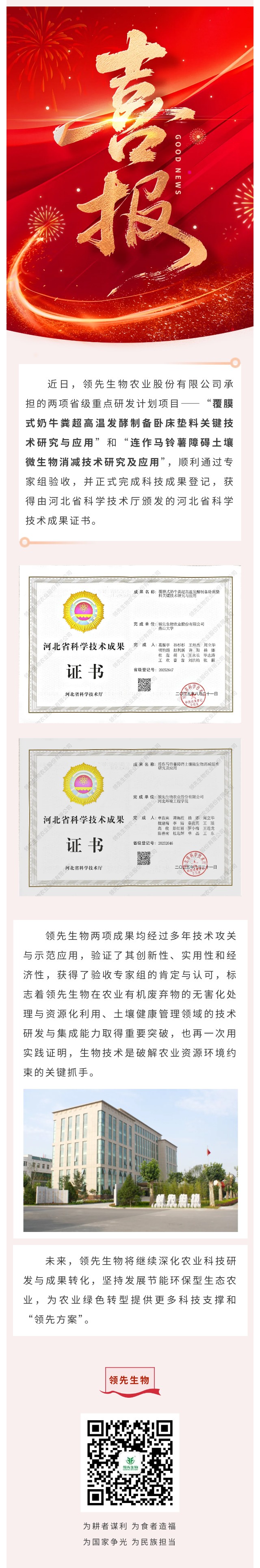 【喜讯】Z6尊龙凯时生物斩获两项省级科技效果！